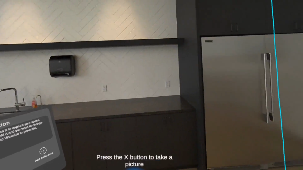 Quest 3 passthrough view of a kitchen
